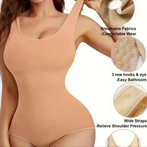 Maidenform Shapewear Bodysuit & Shorts Bundle – Size 2XL Beige/Nude Tones